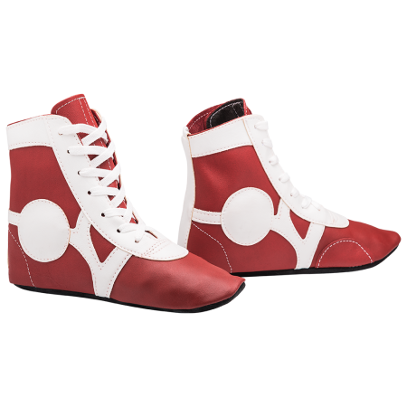 Купить Обувь для самбо SM-0102, кожа, красный Rusco в Уссурийске 