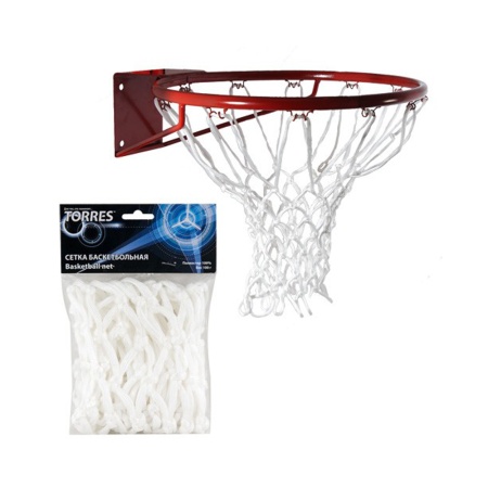 Купить Сетка баскетбольная Torres, нить 6 мм, белая в Уссурийске 