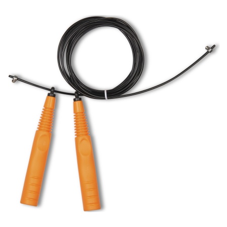 Купить Скакалка высокооборотная Кроссфит стальной шнур в оплетке 2.9 м чёрно-оранжевая в Уссурийске 